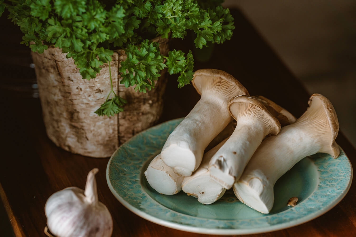 King oyster mushrooms with parsley